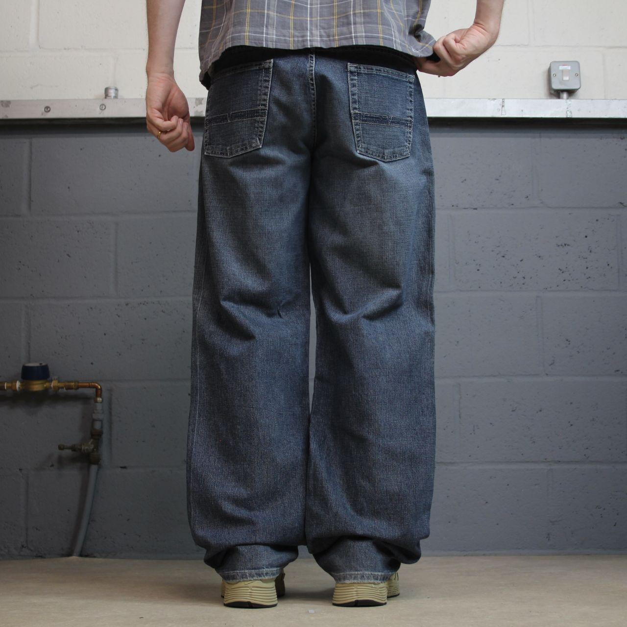 Point Zero jeans y2k blue denim W36L32 loose straight leg stitch design skater style pants