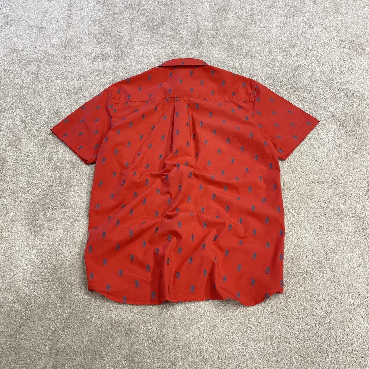 North Face funky pattern short sleeve shirt red TNF surf style summer festival shirt