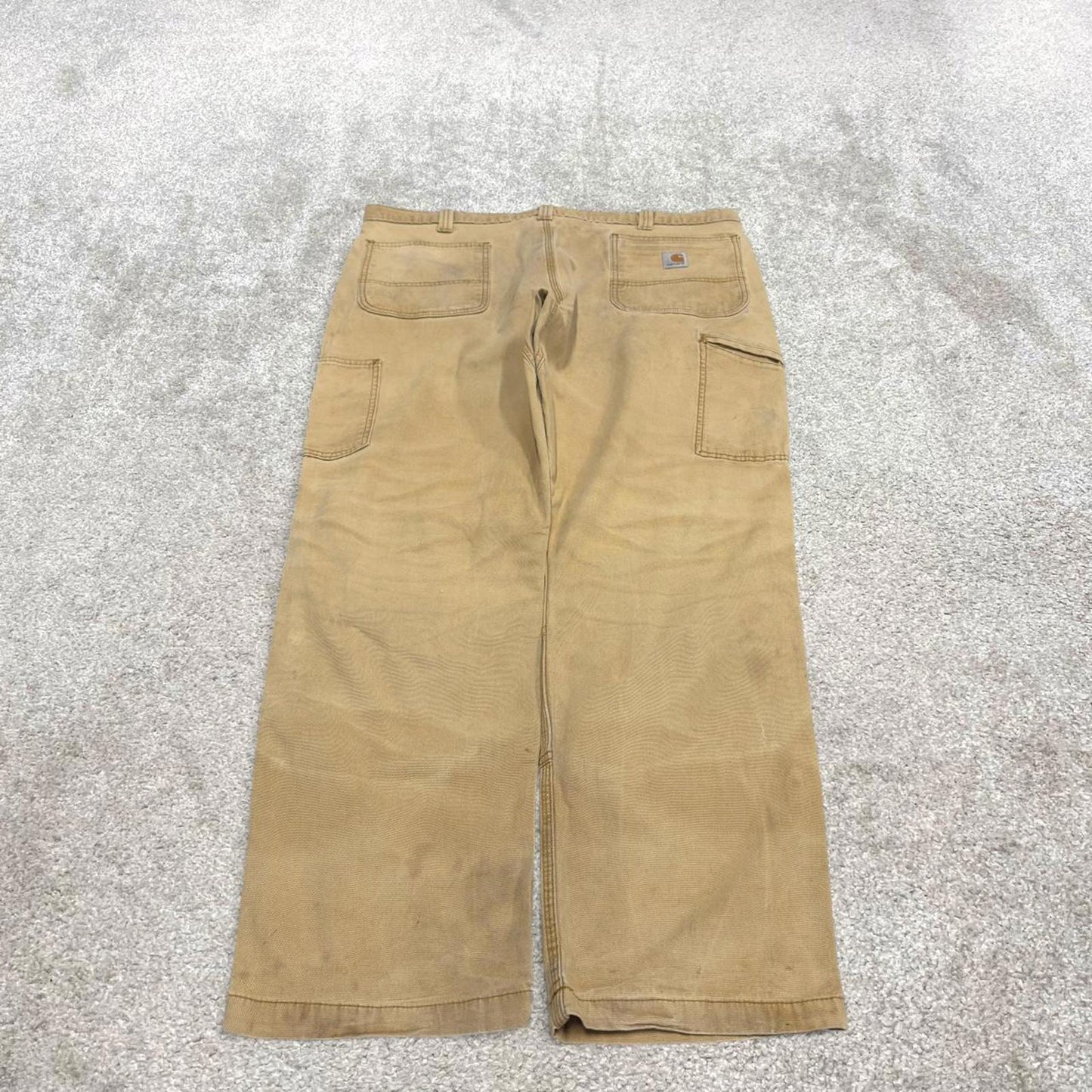 Y2K Carhartt double knee carpenter jeans tan Relaxed fit canvasy skate style workwear cargo pants