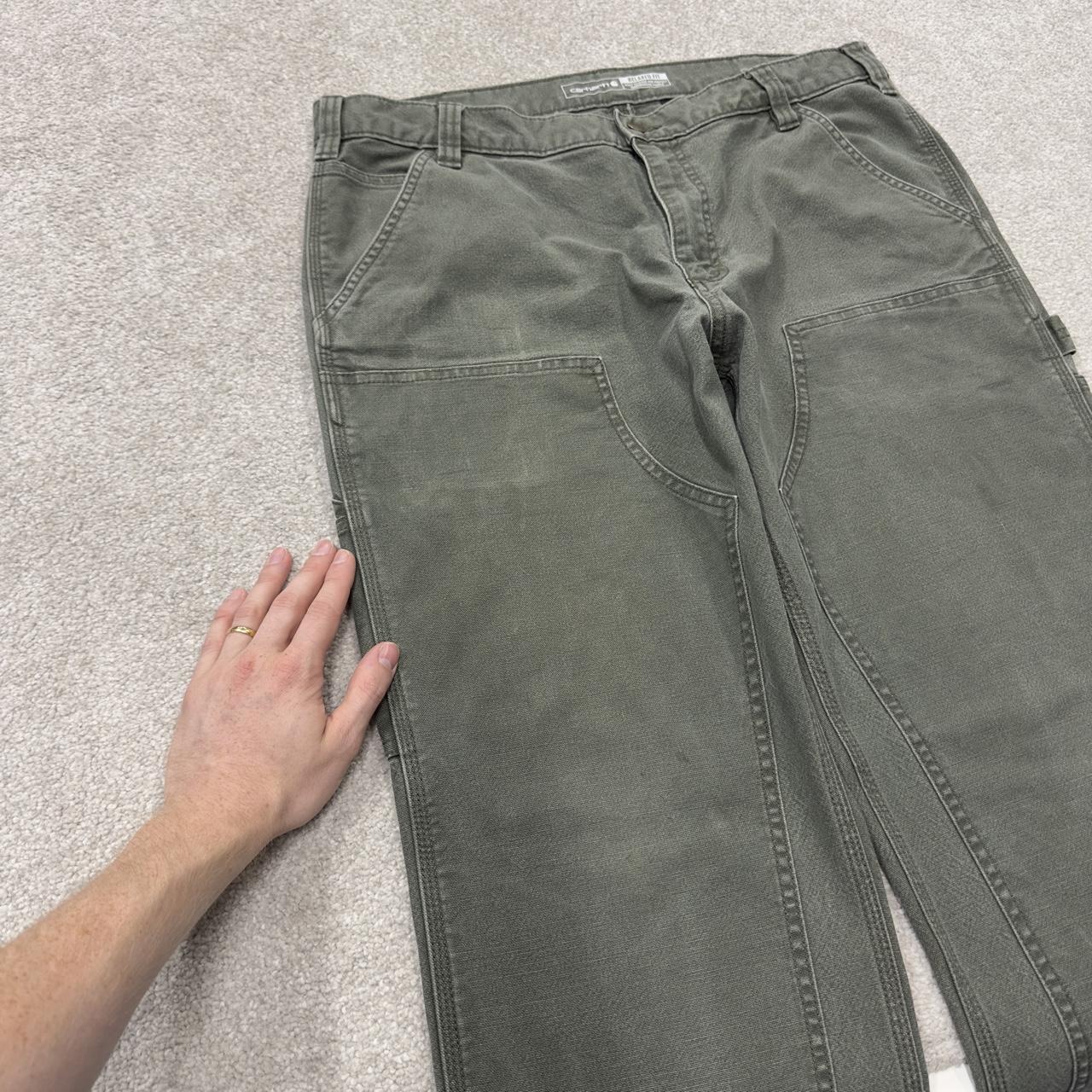 Carhartt double knee carpenter jeans green y2k Loose leg canvas relaxed skater style workwear
