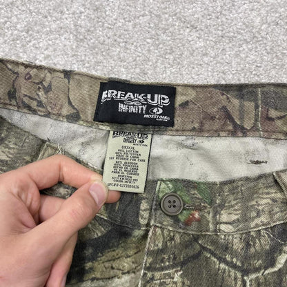 Y2k camo cargo pants loose leg green 18 XXL Loose Break-Up Mossy Oak camouflage pants