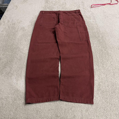 Baggy carpenter jeans y2k loose wide leg burgundy Cotton On 100% cotton skater utility cargo pants