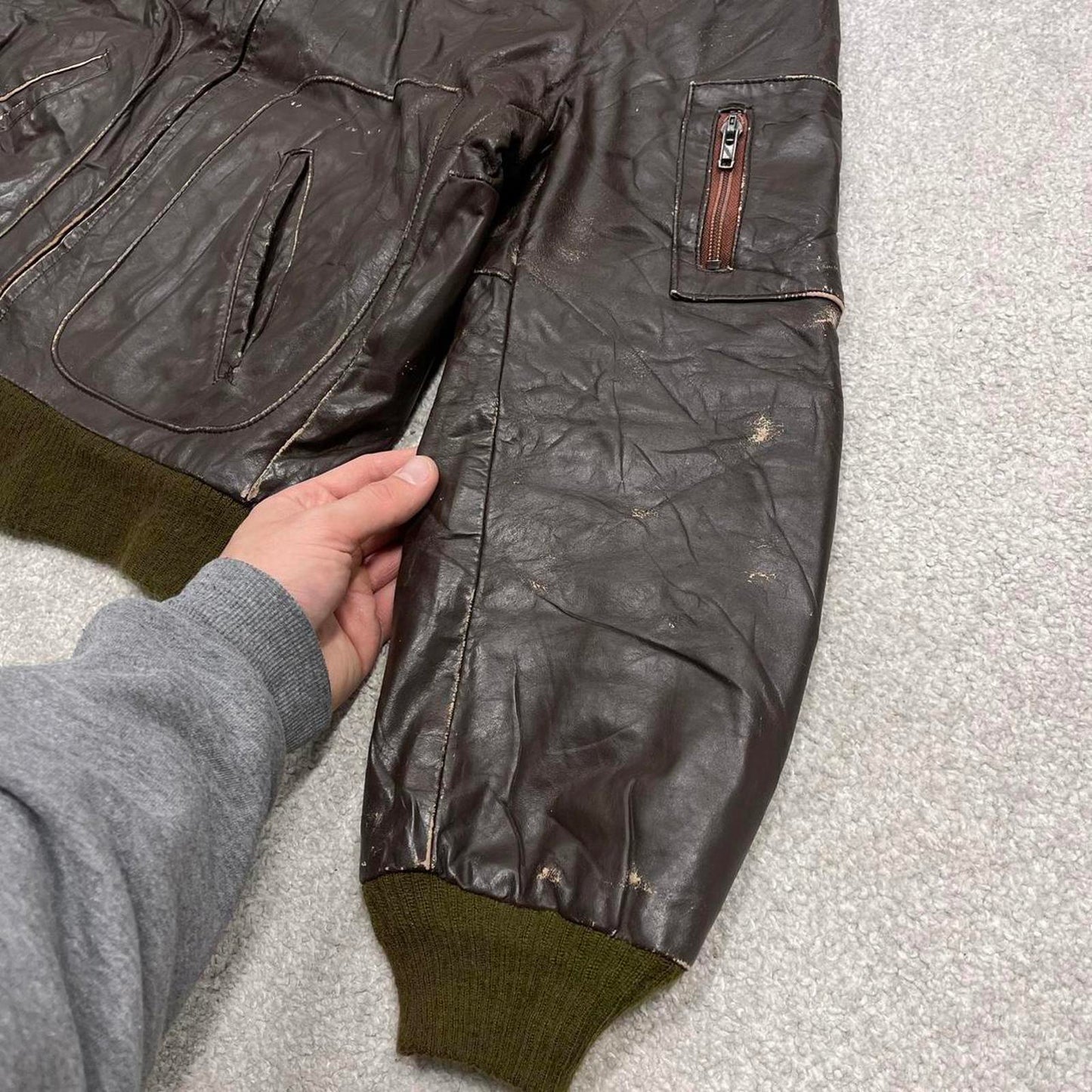 Vintage leather flight bomber jacket Small Men's brown Cooper genuine leather aviation coat USA made