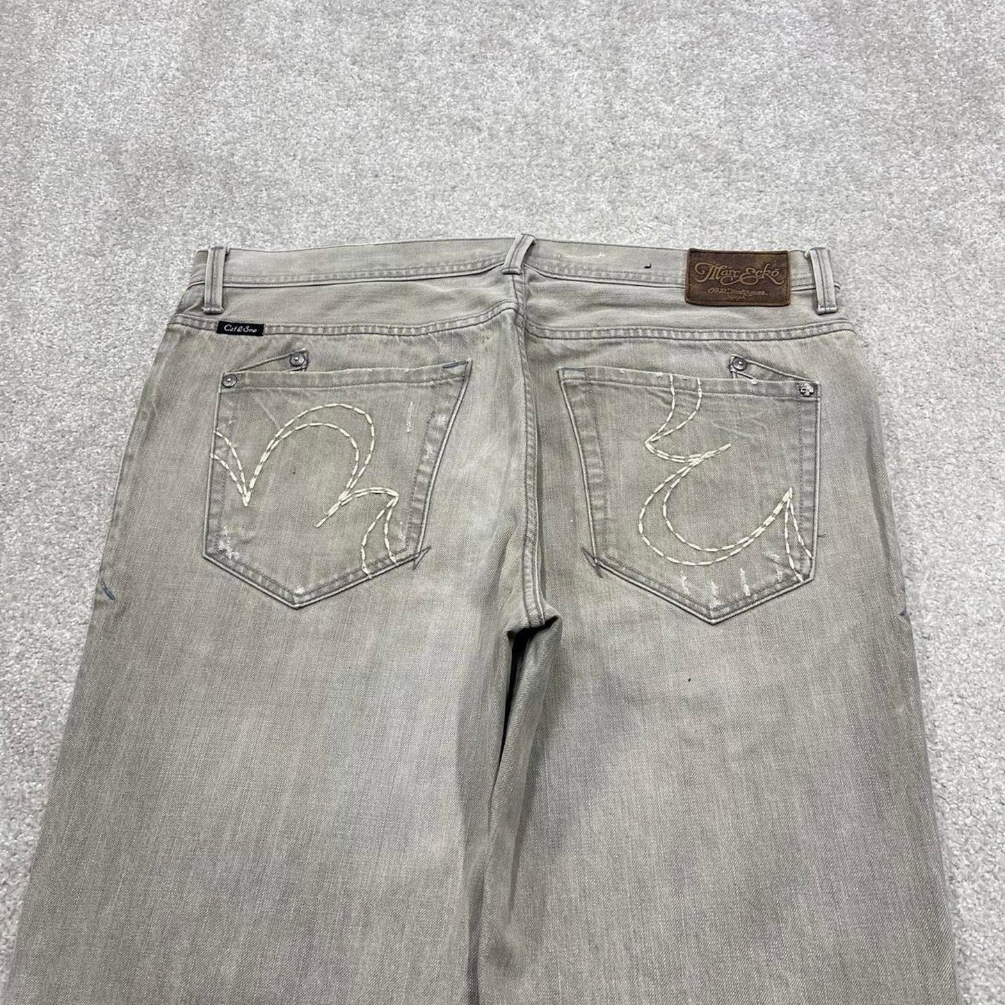 Y2K embroidered bootcut jeans embroidered grey Loose Ecko Unltd denim skater style pants