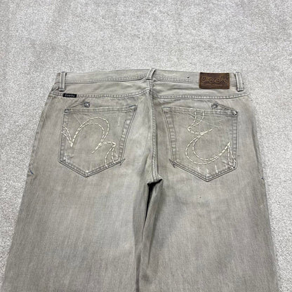 Y2K embroidered bootcut jeans embroidered grey Loose Ecko Unltd denim skater style pants