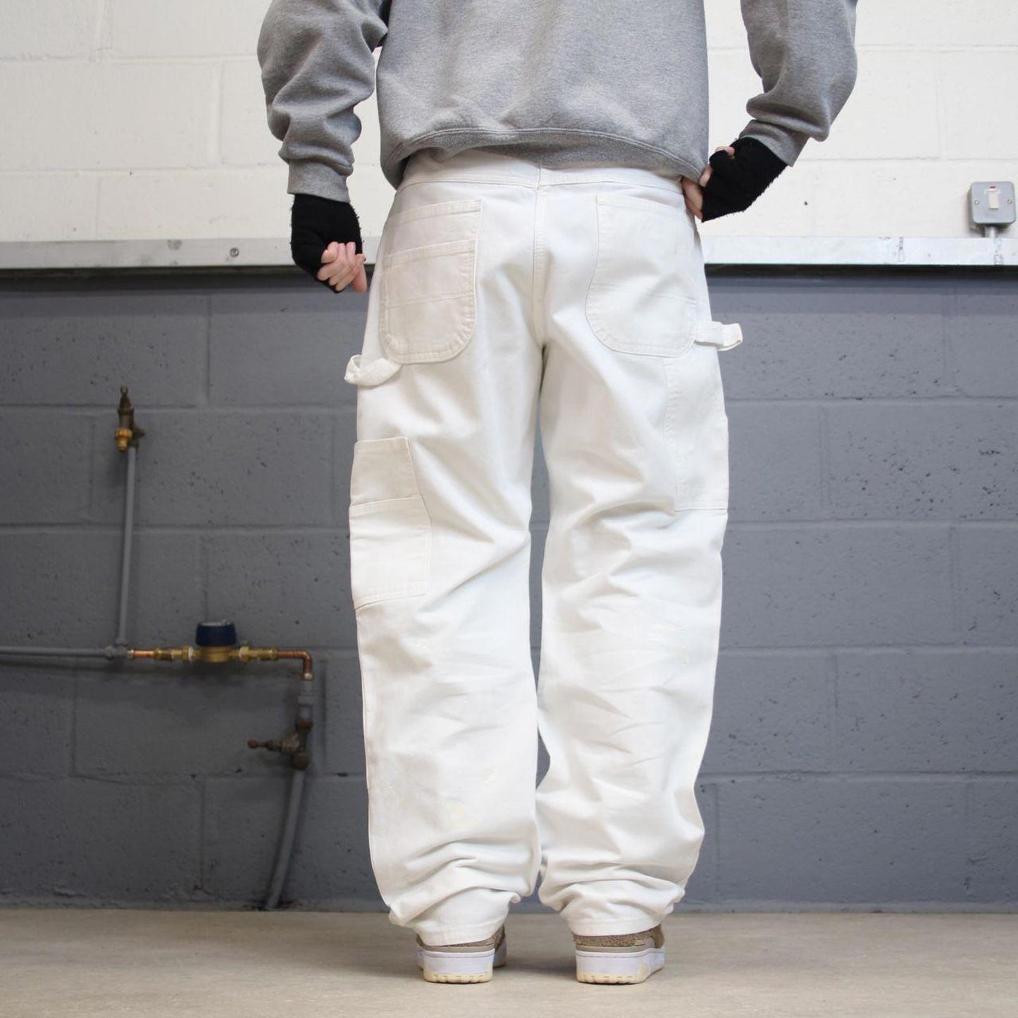 90s Dickies double knee carpenter pants white painters cargos W34L32 00s skater style workwear