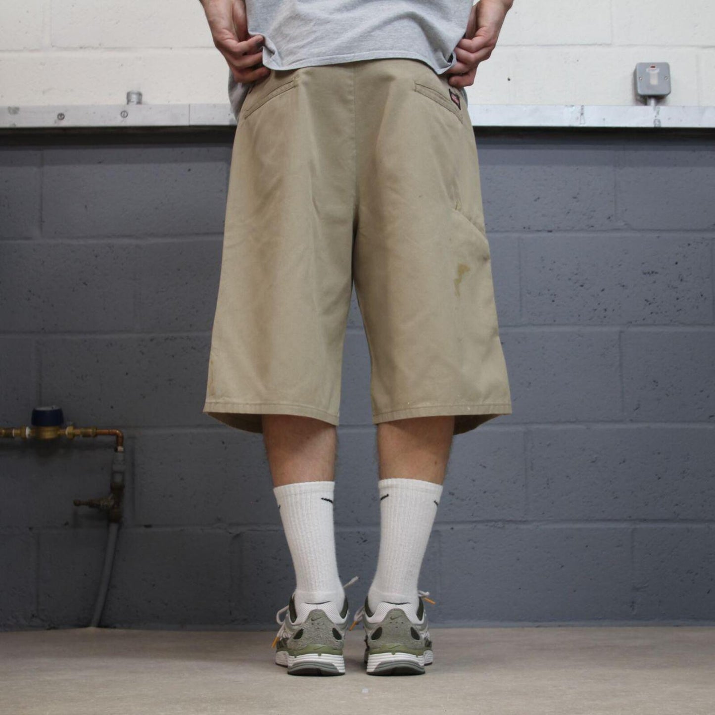 baggy Dickies carpenter shorts khaki Twill chino skater style shorts wide long leg