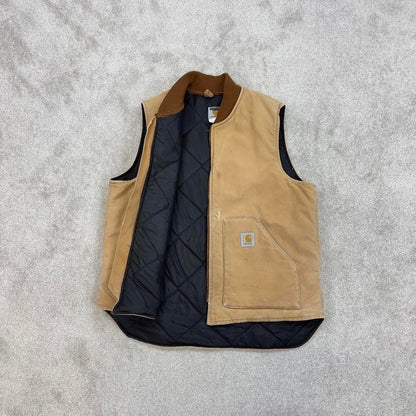 Vintage sand brown Carhartt gilet X-Large canvas technical vest 90s skater style workwear