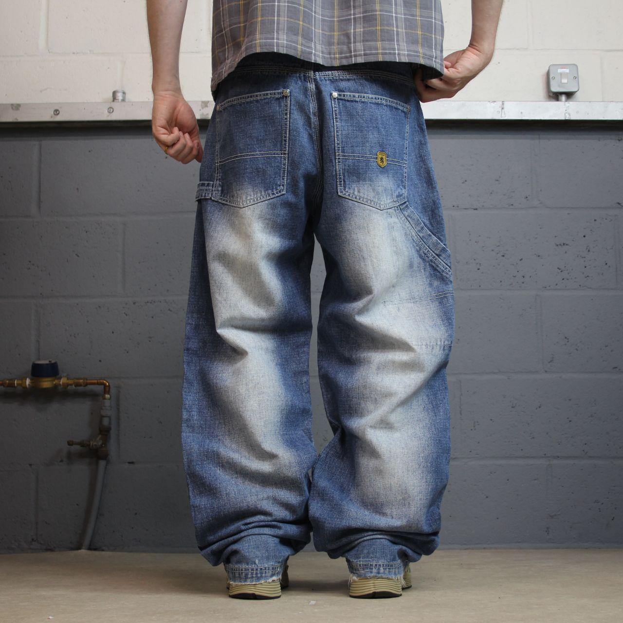 PJ Mark baggy carpenter jeans y2k W34L34 blue wide leg denim skater style cargo pants
