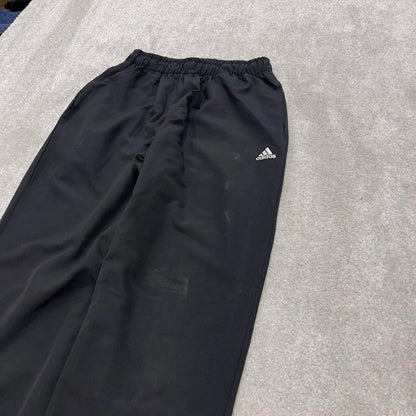 Y2k Adidas tracksuit bottoms black Small mens loose 00s joggers embroidered trackies sporty style