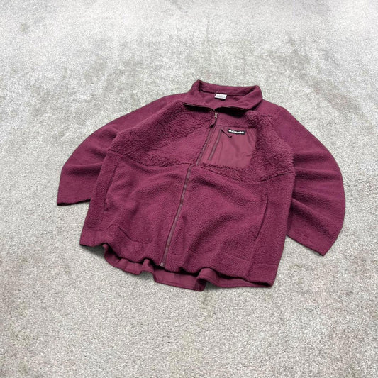 00s Columbia technical fleece XL women's purple full zip up y2k style autumn adjustable waist