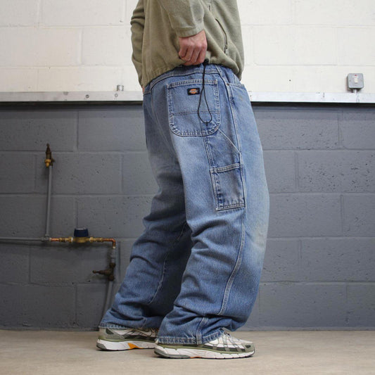 Dickies baggy carpenter jeans blue denim cargo skater style work pants