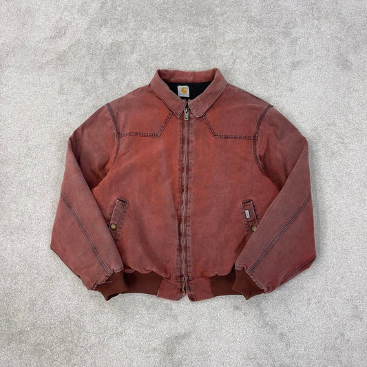 Vintage Faded Red Carhartt santa fe jacket XL canvas bomber authentic Detroit