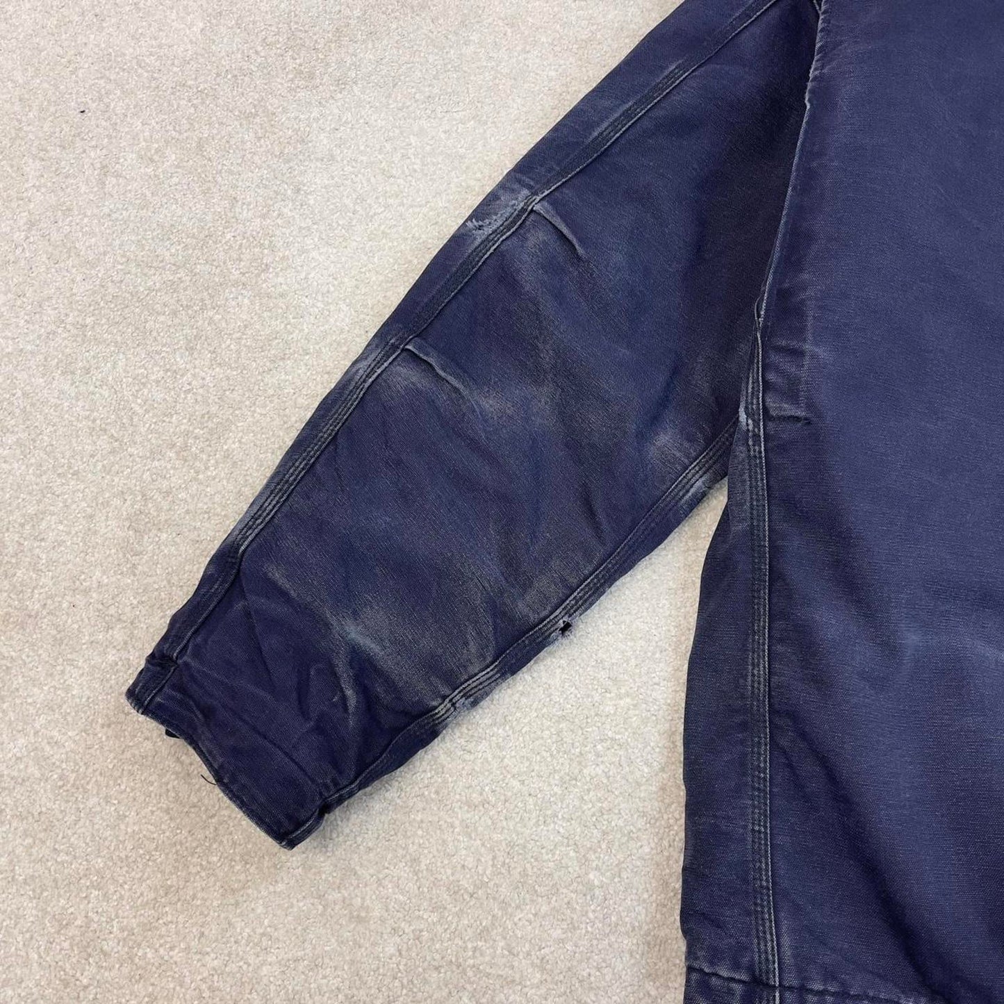 Faded Navy Carhartt jacket XL Tall canvas arctic FR 90s style chore coat cord collar