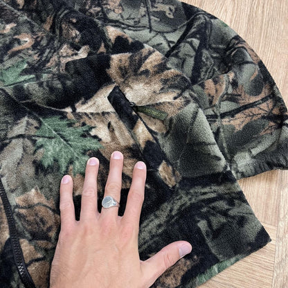 Y2K camo fleece hoodie green Men's loose Boxy Trail Quest full zip hooded camouflage autumn fleece