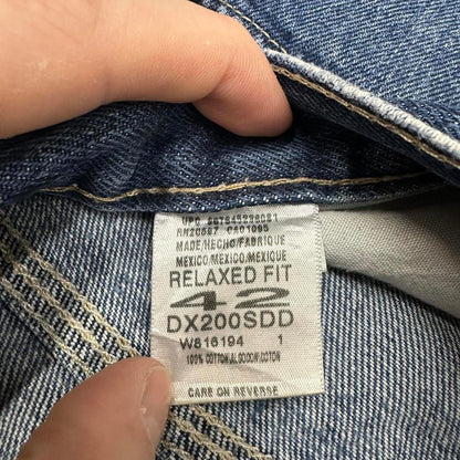 Dickies carpenter shorts loose Mens W42 Blue denim cargo 90s style skater jorts
