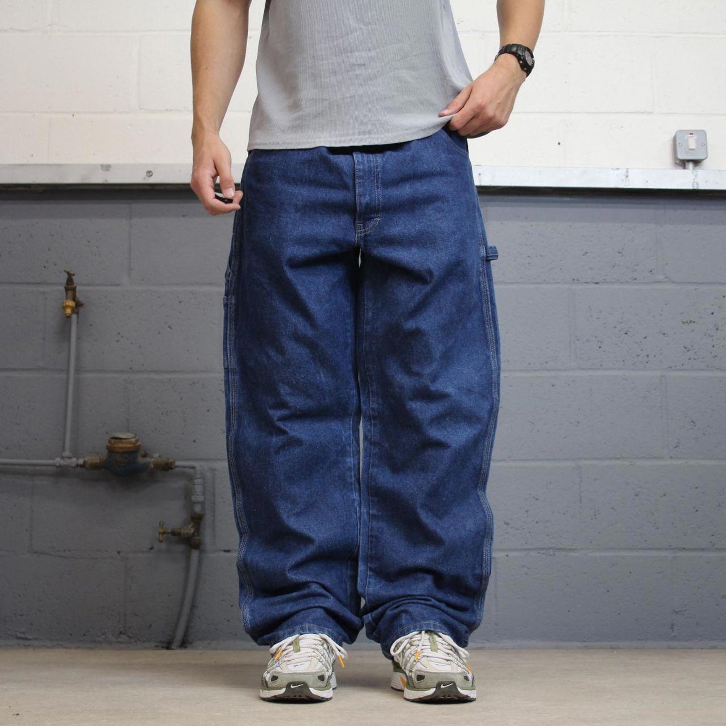 Baggy Dickies carpenter jeans W38L32 90s skate style blue thick denim cargos