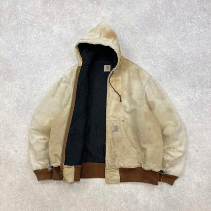 Vintage hooded Carhartt active jacket Large / X-Large distressed American