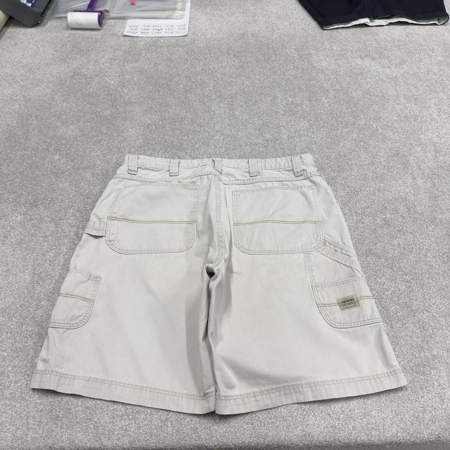 Y2k baggy Wrangler carpenter shorts skater style beige Loose cotton summer