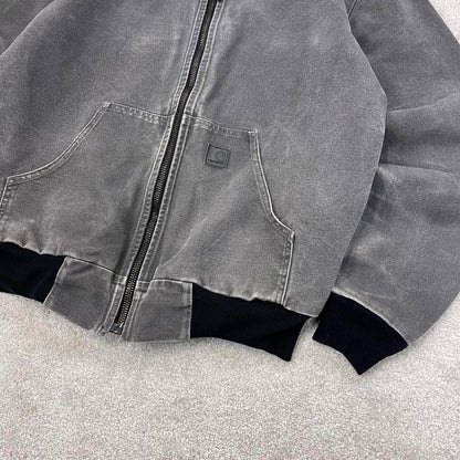 Grey Carhartt hooded active jacket Medium technical canvas 90s style skater bomber