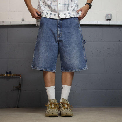 Old Mill denim cargo shorts y2k blue Loose skater style carpenter work shorts