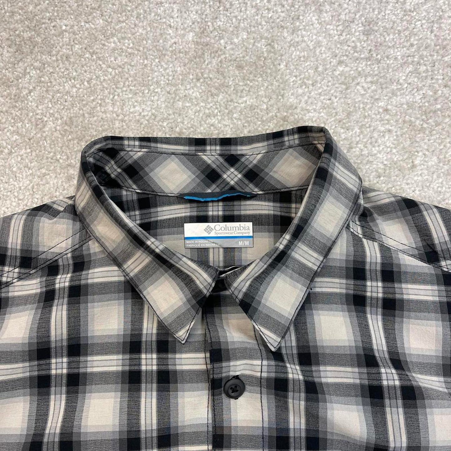 Grey checkered Columbia technical shirt Medium men's long sleeve button up autumn y2k style