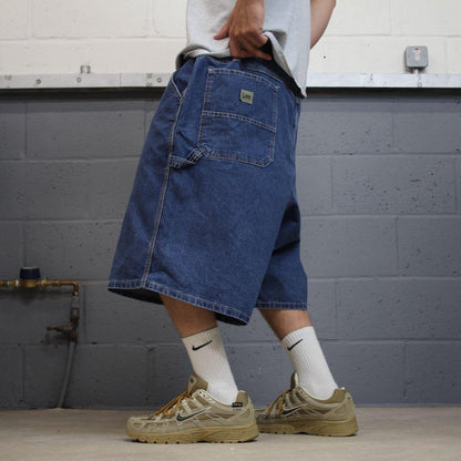 Lee baggy carpenter shorts cargo blue Loose leg workwear skater jorts