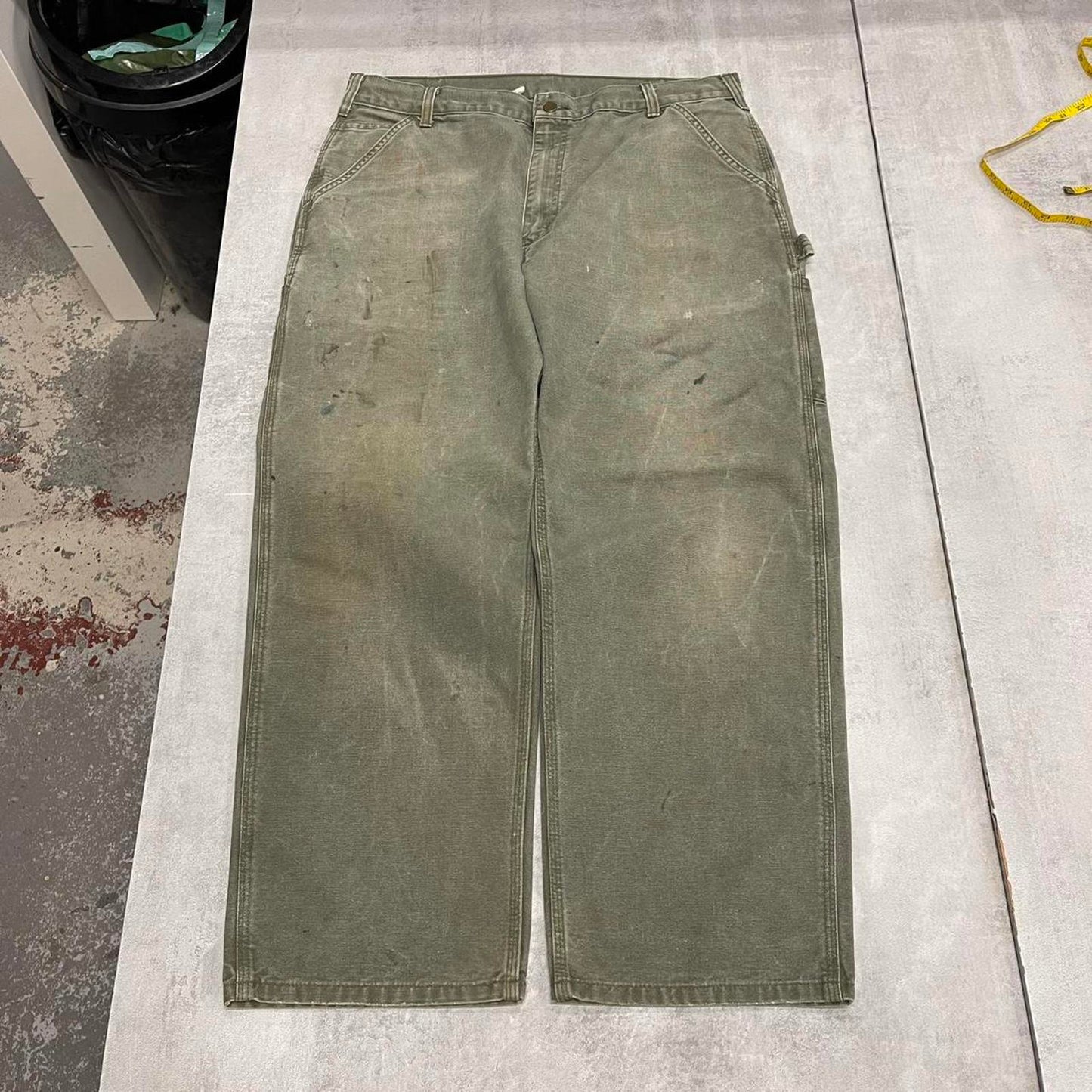 Green baggy Carhartt carpenter jeans W38 L30 wide leg canvas 90s style skater cargos
