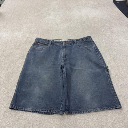 Ecko unltd extra baggy denim shorts blue Y2K carpenter embroidered cargo summer shorts