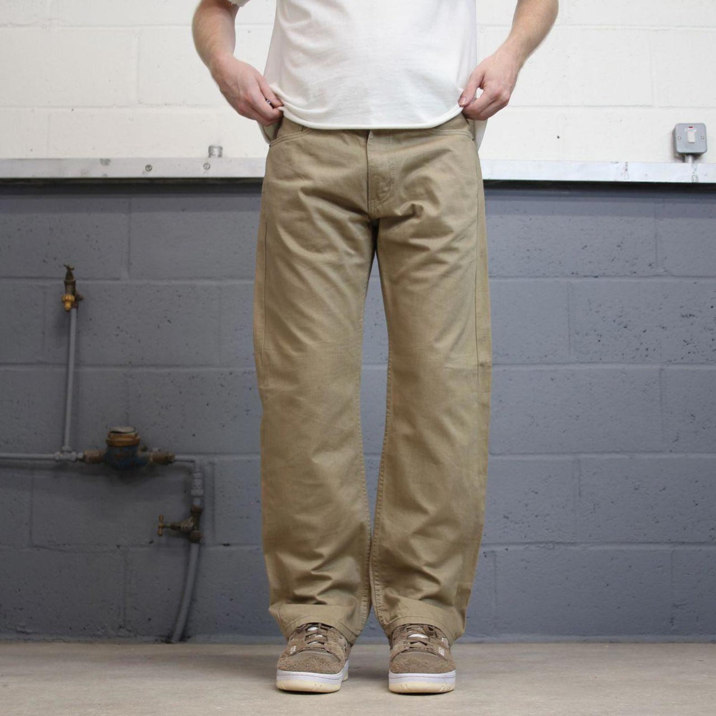 Levis 505 jeans casual streetwear W33L30 Tan brown straight leg y2k style pants white tab logo skate