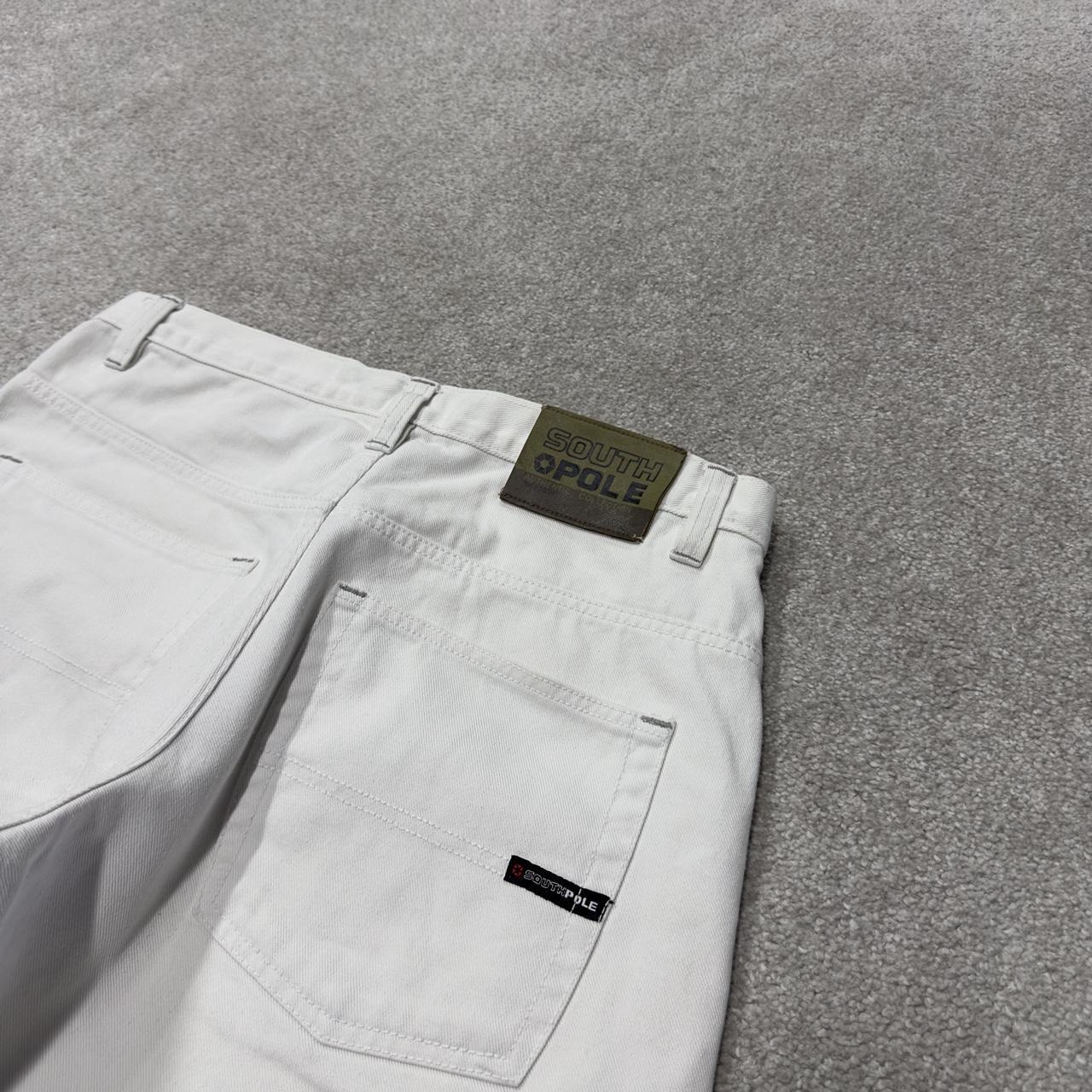 Baggy Southpole denim shorts y2k white Streetwear skater style surf shorts