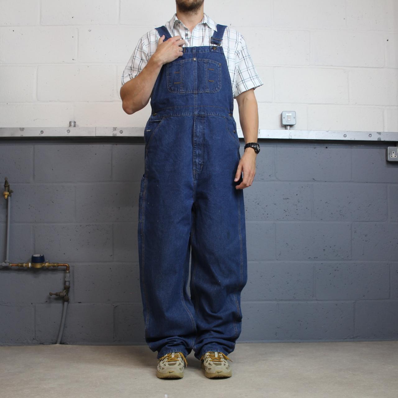 Vintage baggy denim Dungarees loose y2k blue Lincoln workwear bib & brace overalls utility