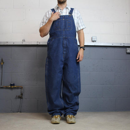 Vintage baggy denim Dungarees loose y2k blue Lincoln workwear bib & brace overalls utility
