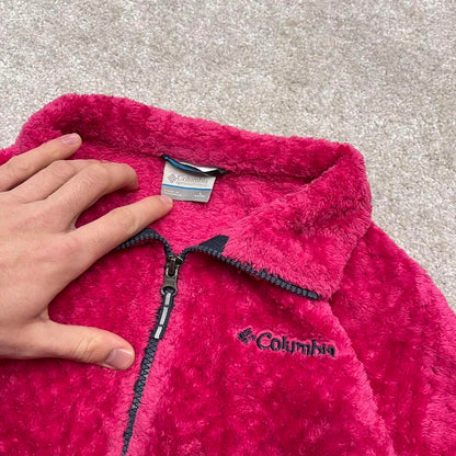 Pink Columbia technical fleece full zip medium girls large y2k style autumn