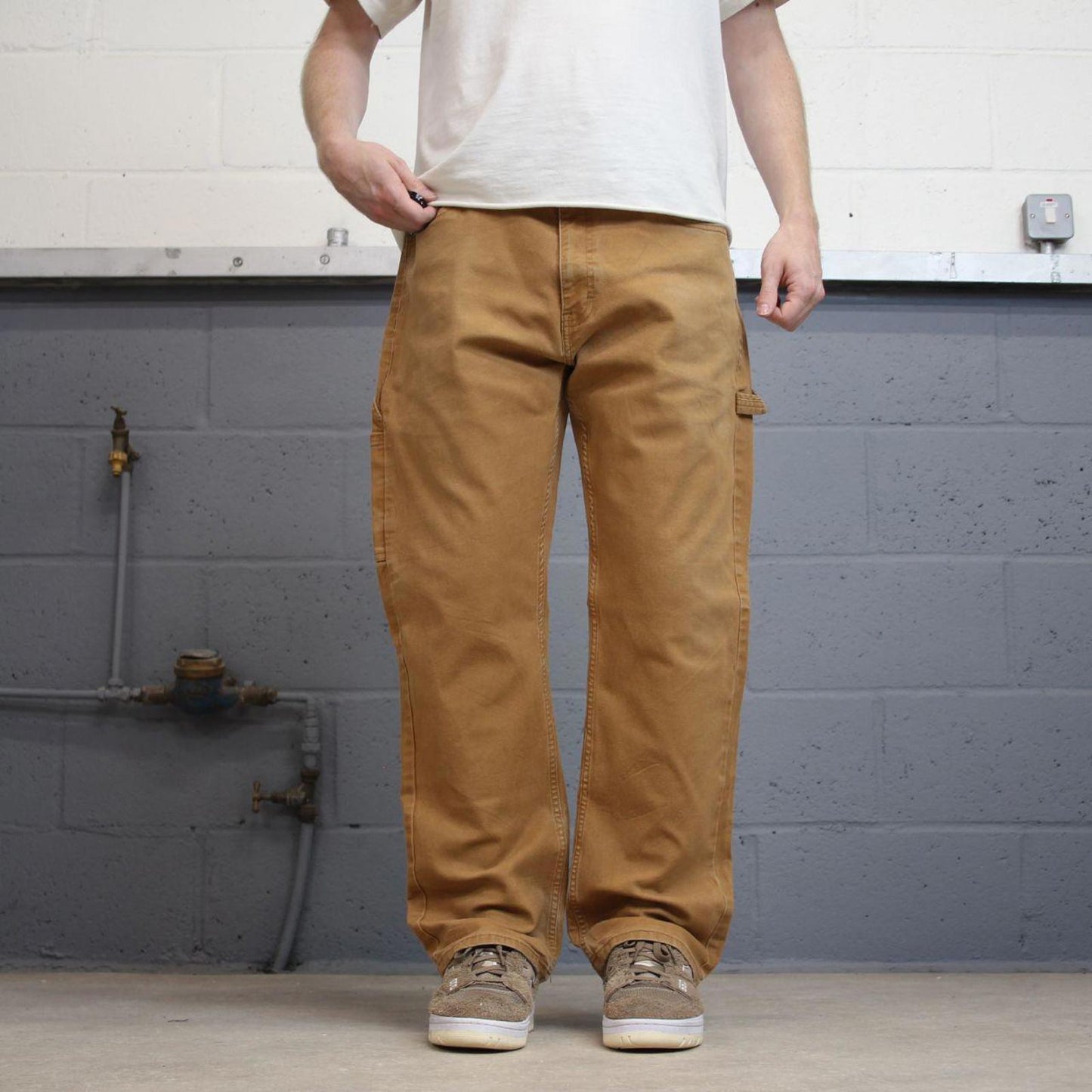 Tan Dickies carpenter jeans W38L30 loose canvas 90s skater style cargo pants
