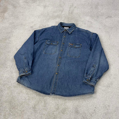 Blue denim Carhartt shirt jacket 2XL overshirt shacket loose fleece lined
