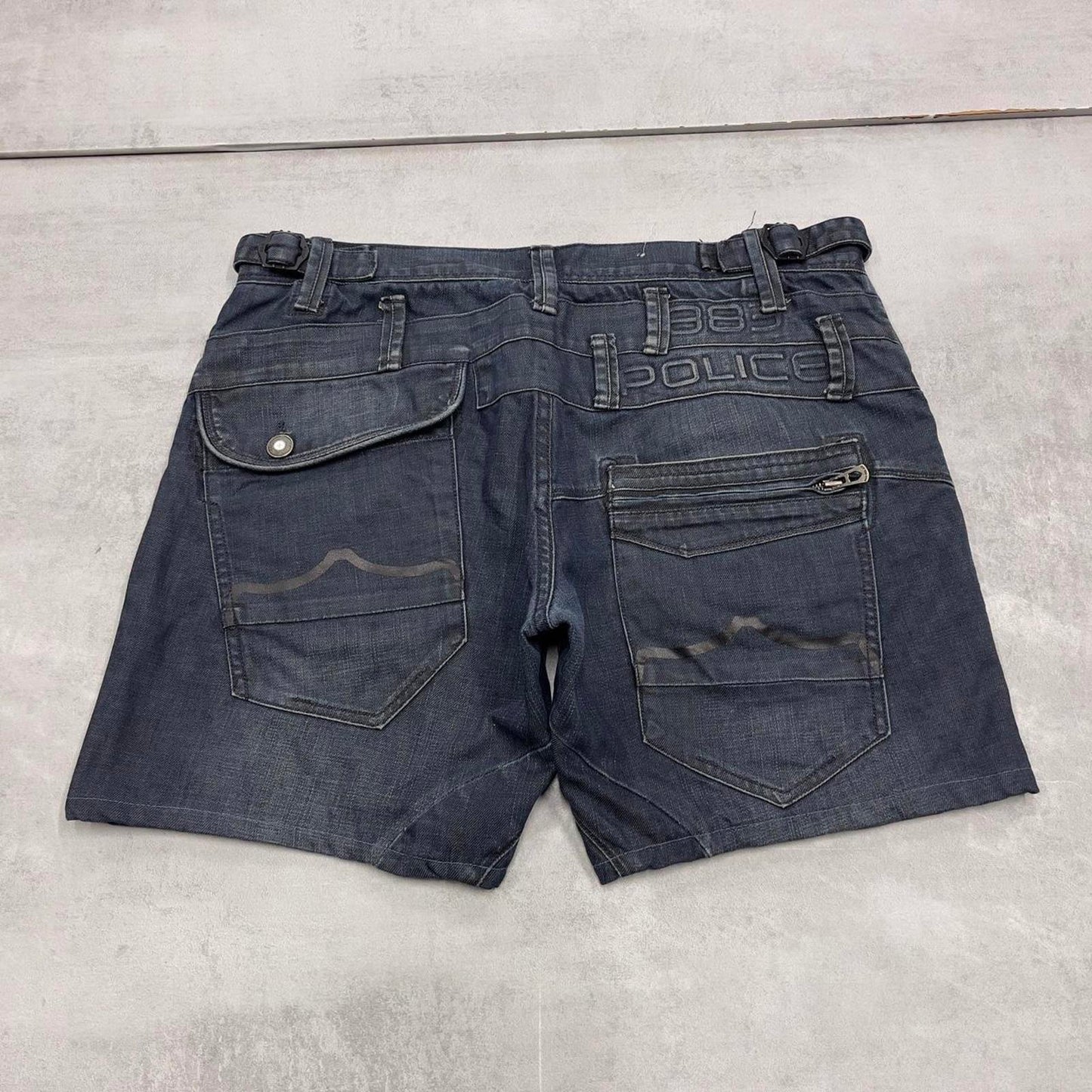 Blue Police cargo jorts W36