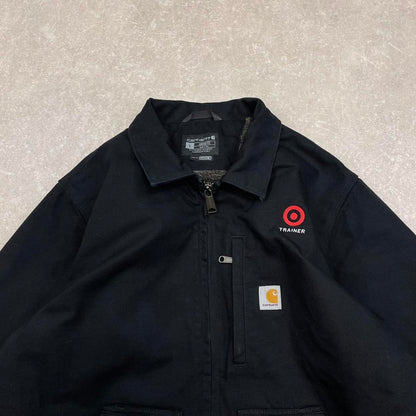 Carhartt jacket L black loose thick worker chore coat sherpa lined