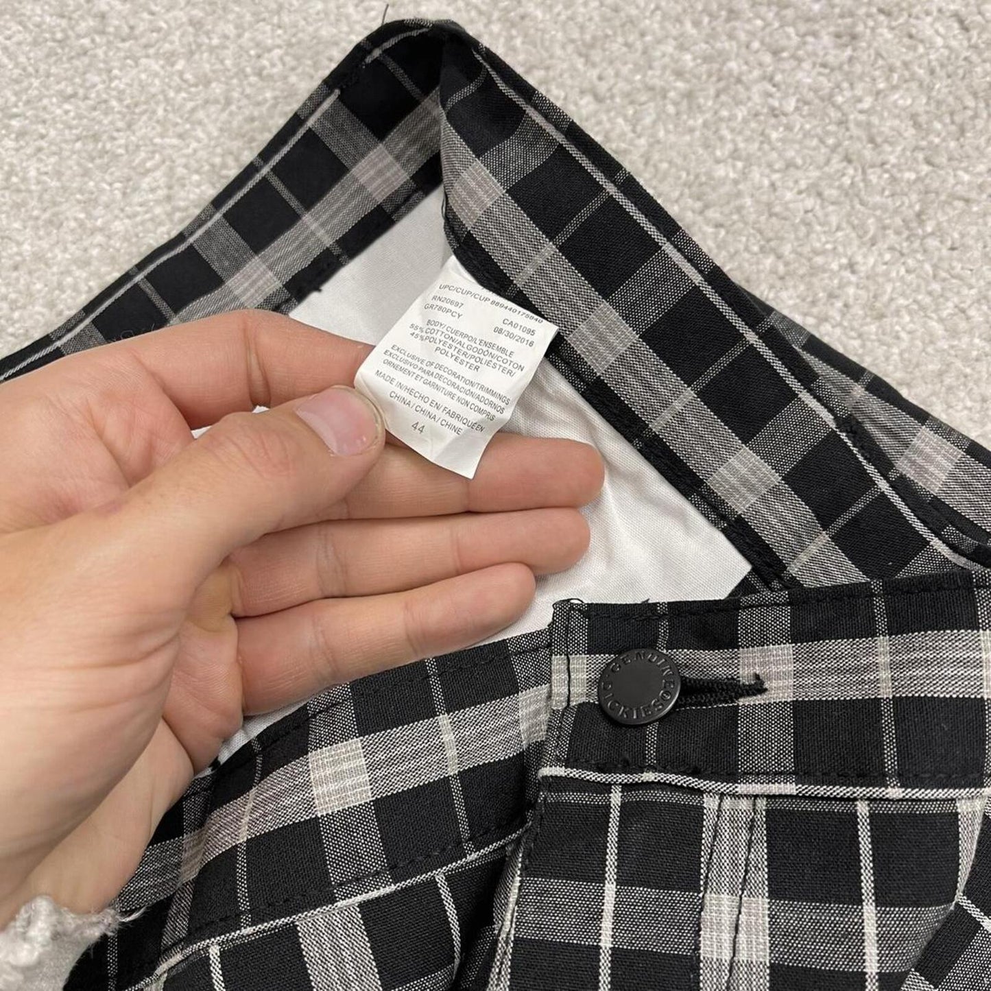Dickies baggy checkered shorts carpenter black Check surf style skater shorts long wide leg
