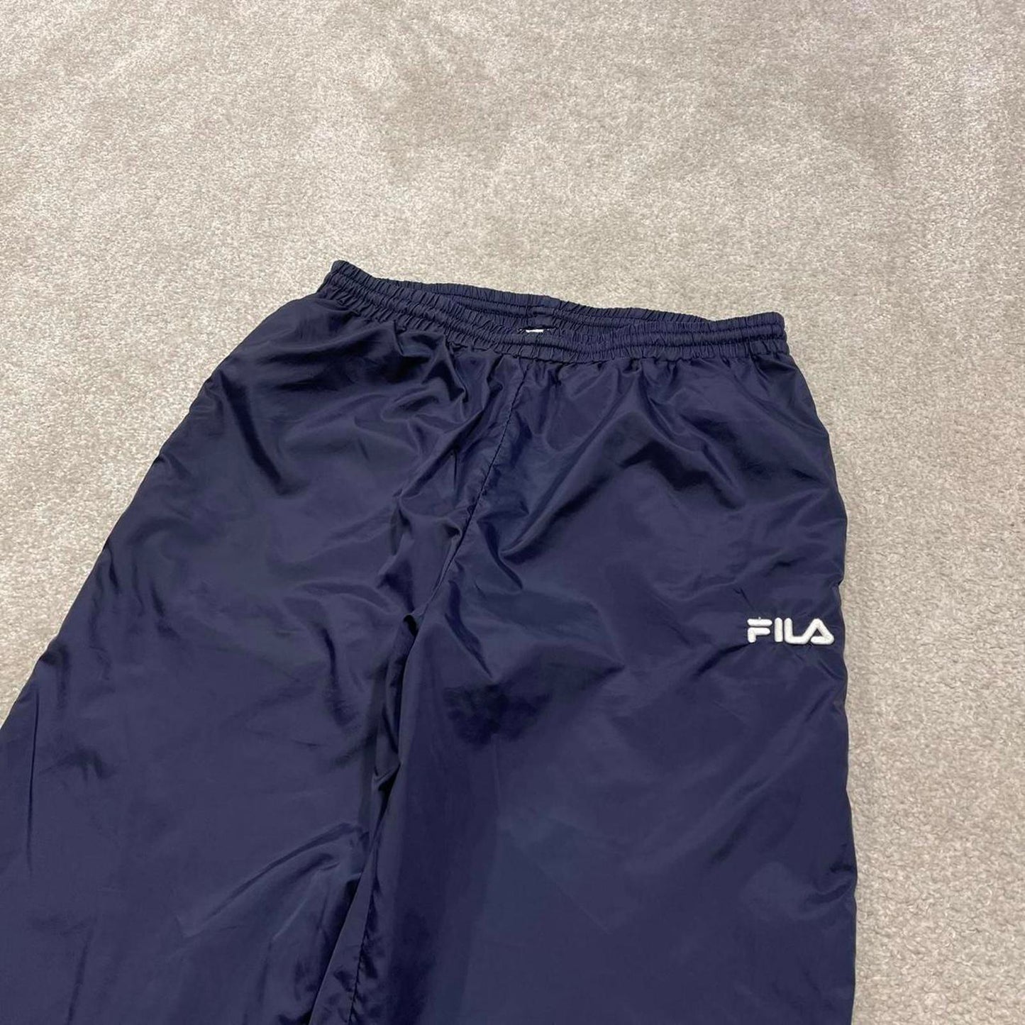 Vintage y2k Fila tracksuit bottoms navy Loose lined embroidered track pants