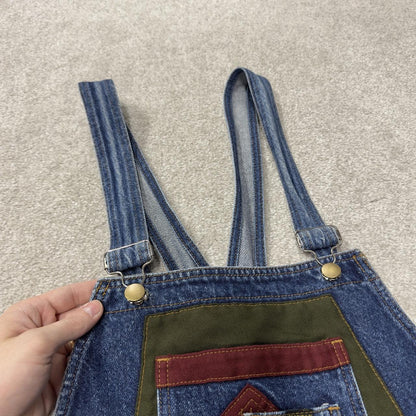 Vintage denim dungarees 00s Kansas jeans overalls blue bib & brace overalls colour block