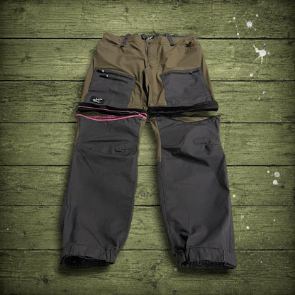 Convertible technical hiking pants y2k green RVRC trouser shorts with zip of legs