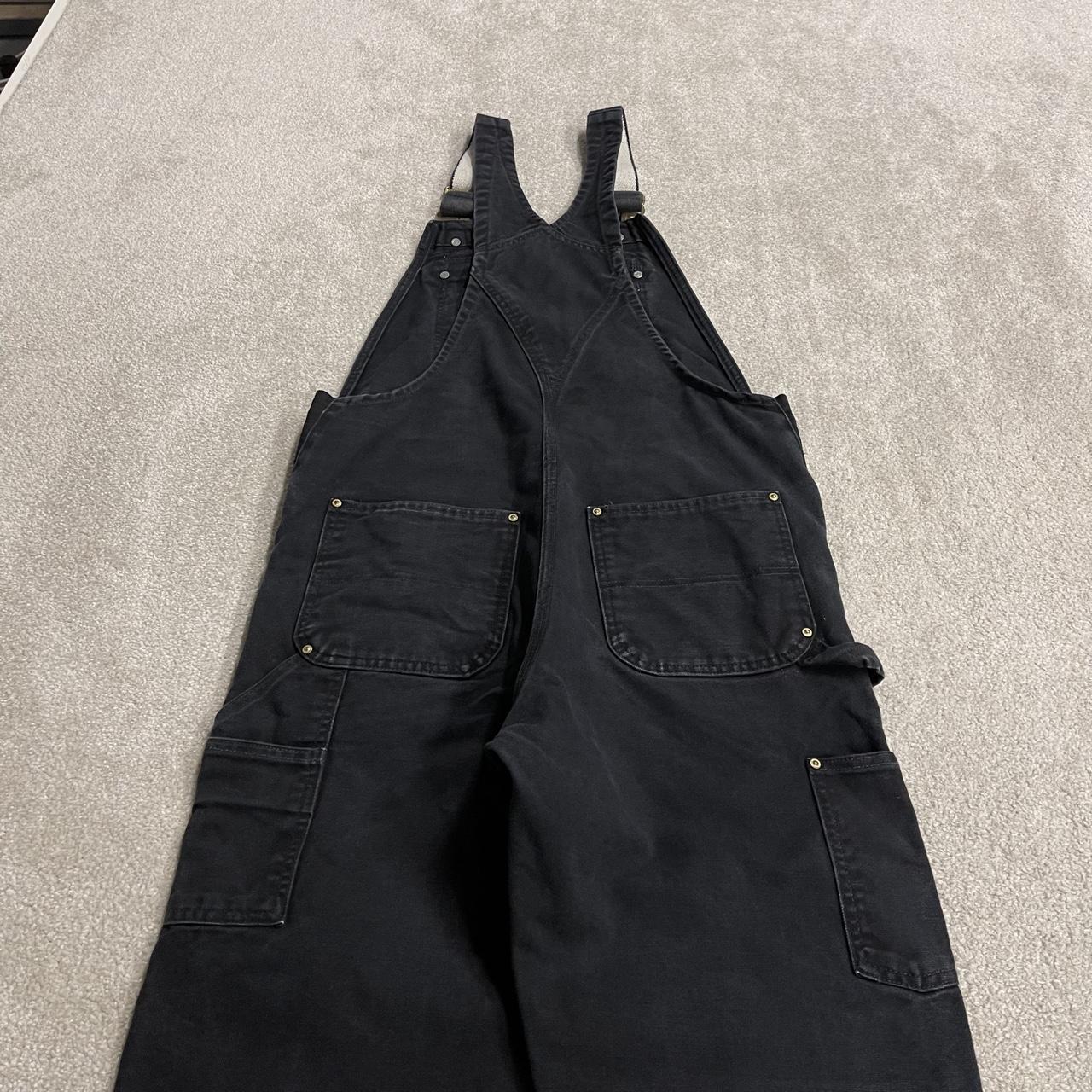 Carhartt dungarees y2k double knee black Festival / skate wear bib utility work overalls