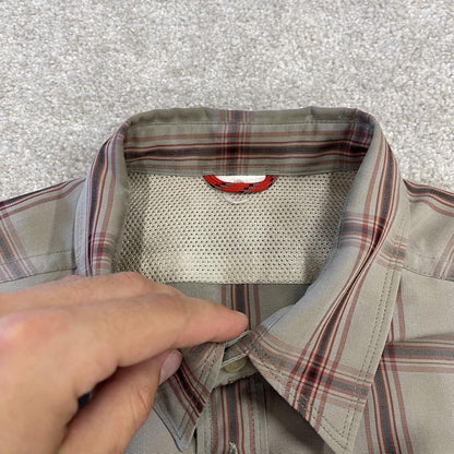 North Face checkered short sleeve shirt khaki TNF surf style check shirt button down summer