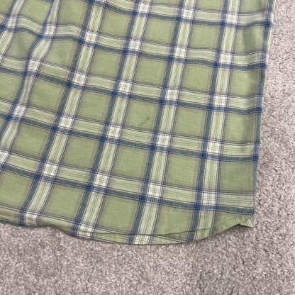 North face checkered short sleeve shirt y2k green TNF surf style check shirt summer festival