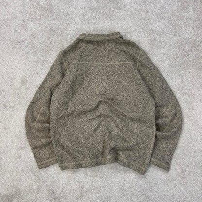 Beige North Face 1/4 zip fleece pullover Large y2k style autumn thick fall embroidered TNF