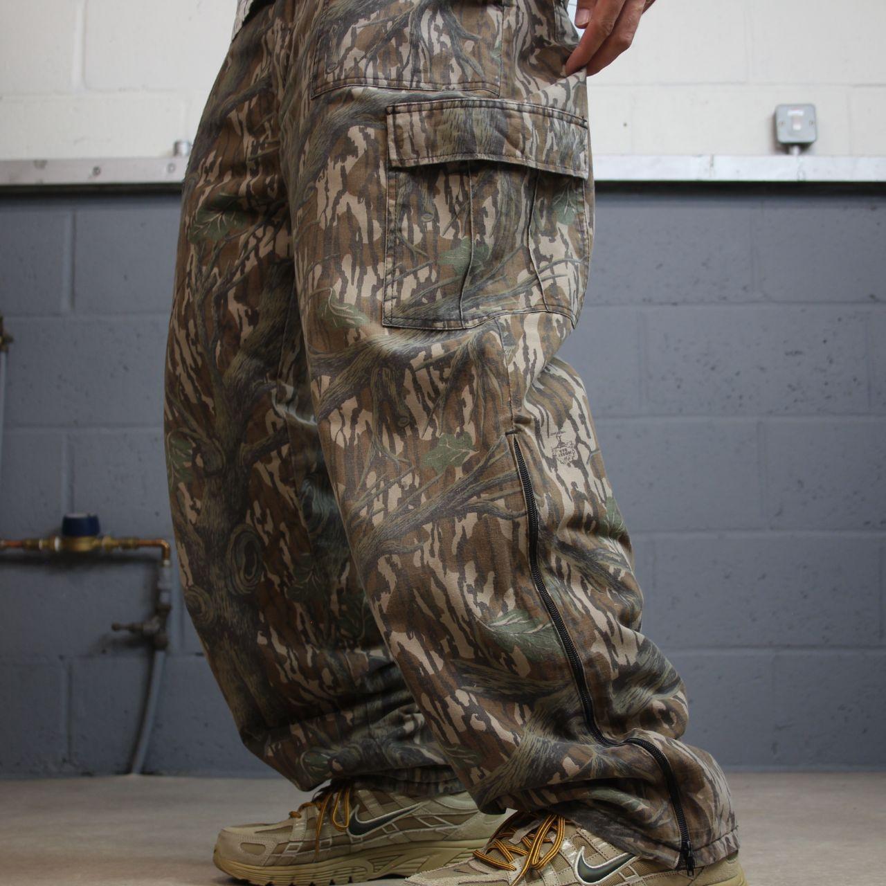 Vintage camo cargo pants y2k utility khaki White Tail quilt lined camouflage hunting loose leg