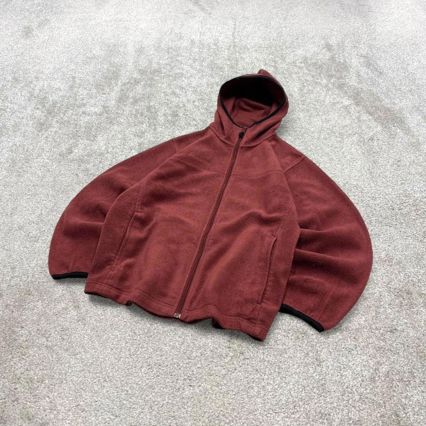 00s Columbia technical fleece jacket 14/16 youth red full zip up y2k style autumn