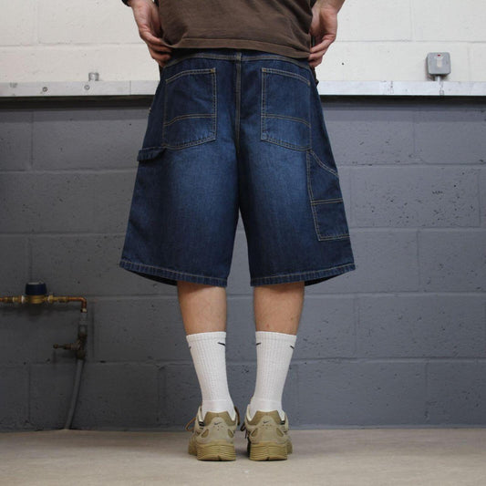 Baggy denim cargo shorts carpenter blue Old Navy Painter's skater style jorts