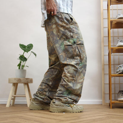 Vintage baggy camo cargo hunting pants Loose leg redhead camouflage utility combat trousers